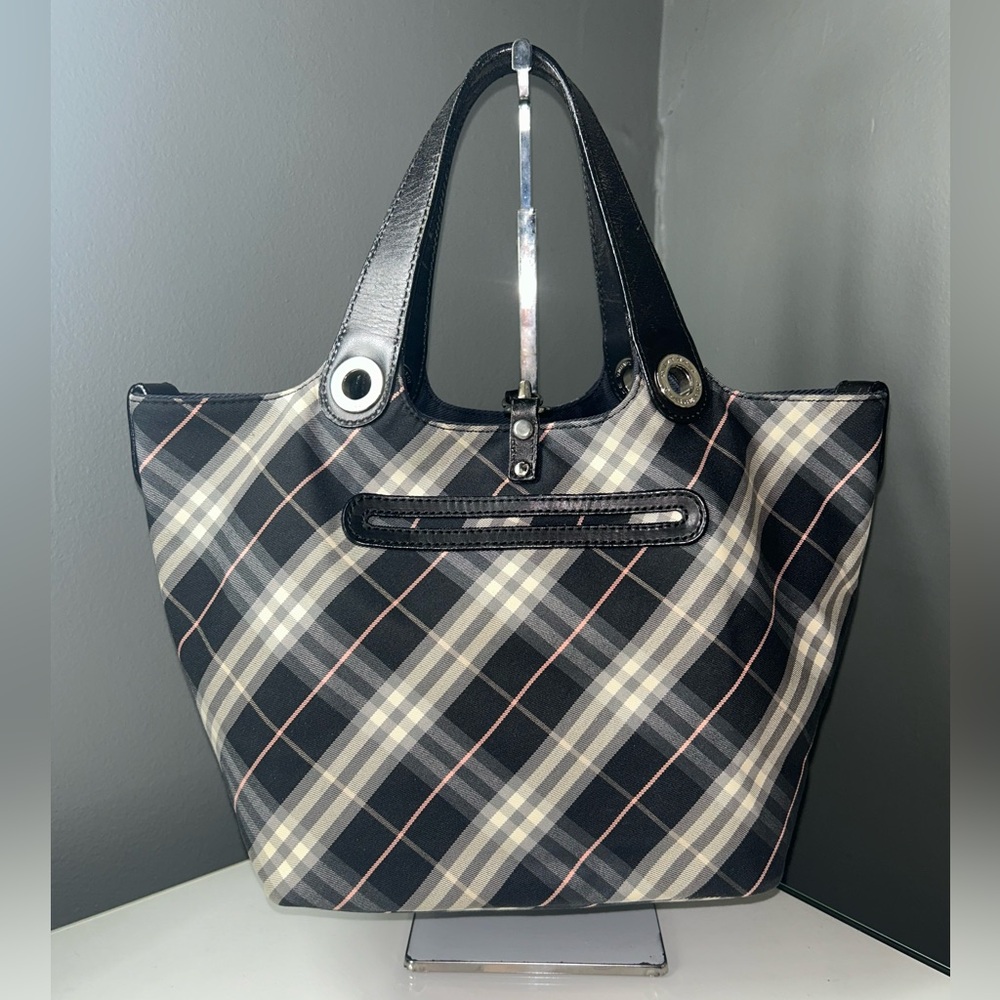 Burberry London Black Check Reversible Cloth Tote Bag